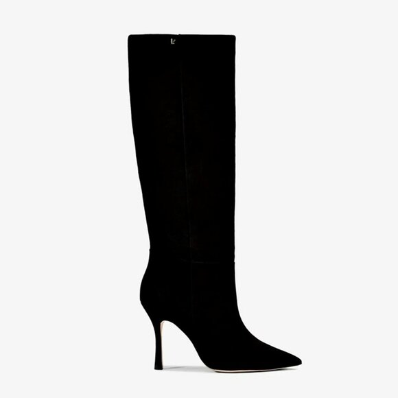 Larroude Kate Heels Boots Black Suede Knee High Stiletto Size 9 (MSRP $525) - Picture 1 of 12